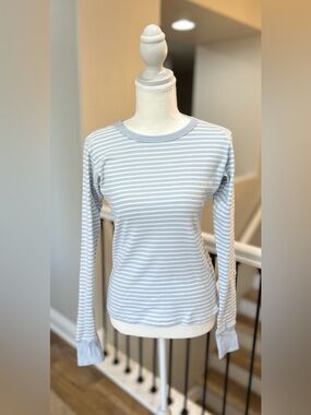 Brandy Melville Light Blue and White Striped Top